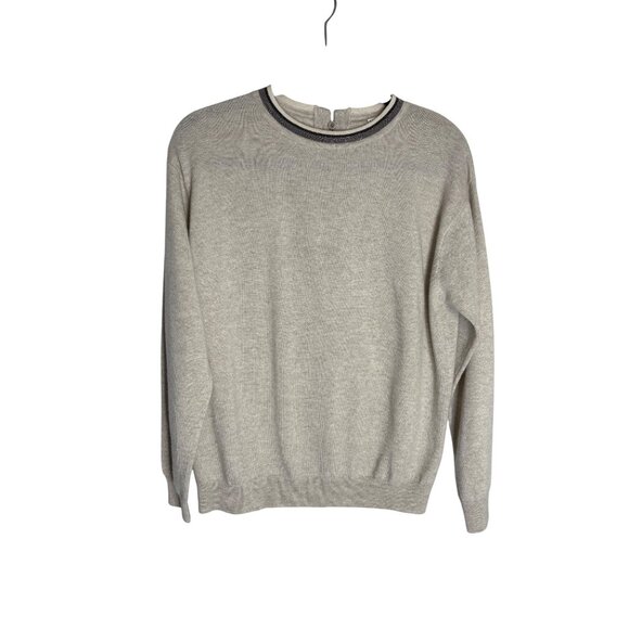 Brunello Cucinelli Brass Insert Soft 100% Cashmere Cream Sweater-sz Small - Picture 4 of 16